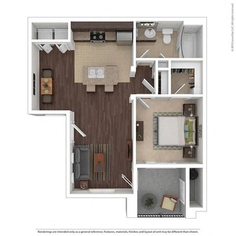 1 bed 1 bath The reynolds 741 sqft